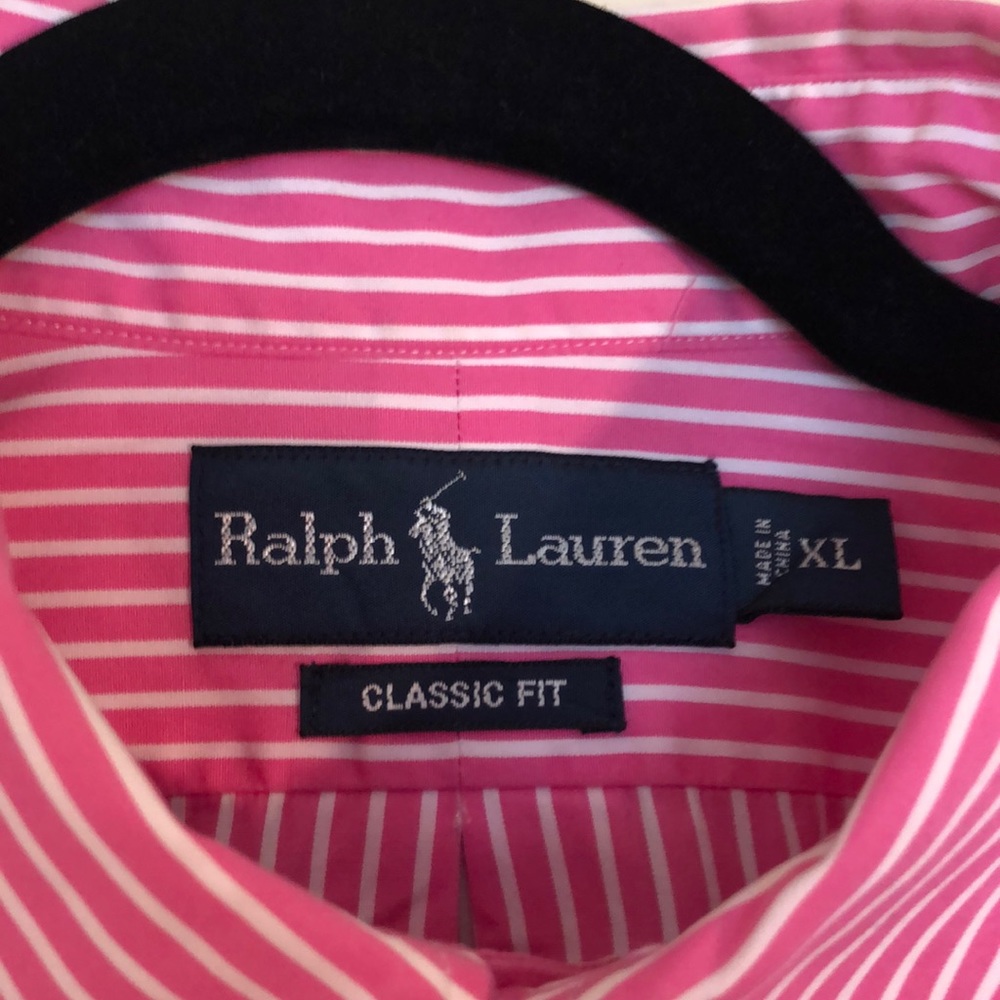Pink & White Striped Ralph Lauren Blue Pony XL - Picture 4 of 8
